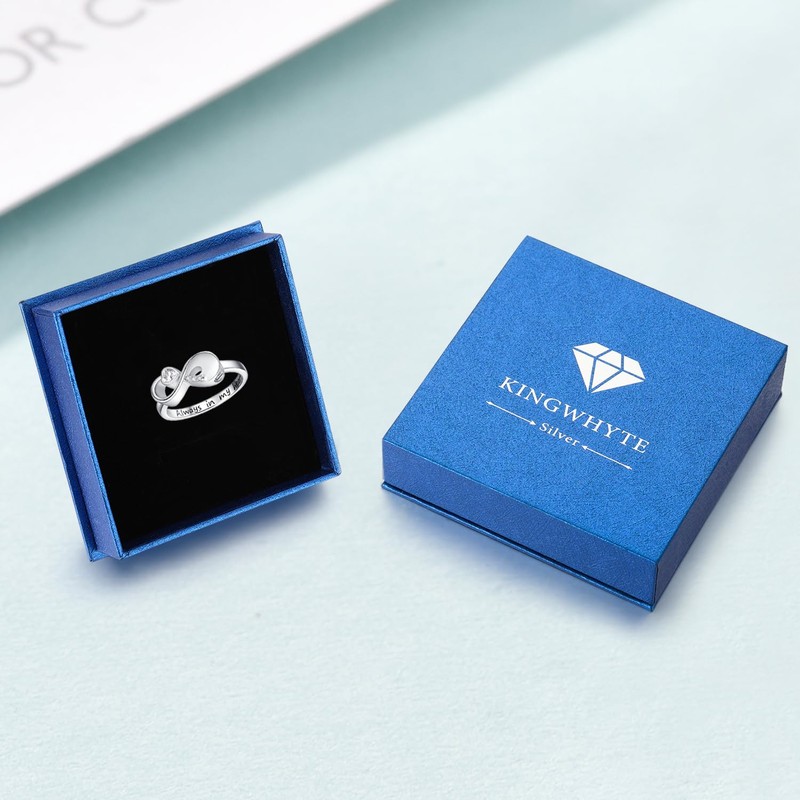 KINGWHYTE Ashes Ring 925 Sterling Silver Infinity Ring for Ashes