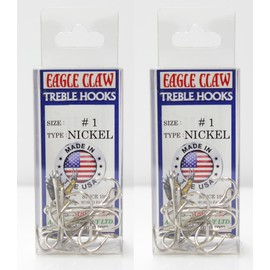 Eagle Claw Treble Hooks, 10 Pack, Nickel #1