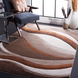 SAFAVIEH Hollywood Collection Accent Rug - 4' x 6', Beige & Brown, Mid-Century Modern Design, Non-Shedding & Easy Care, Ideal for High Traffic Areas in Entryway, Living Room, Bedroom (HLW766B)