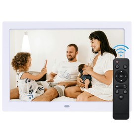 Digital Picture Frame 10.1 Inch Electronic Picture Frame IPS Display Screen Photo/Music/Video Player/Calendar/Alarm Clock, Wall Mounted Digital Photo Frame Support USB or SD Card