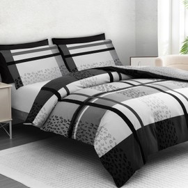 DEKORO Single Duvet Cover Set - Doublesided Single Duvet Set - Premium Microfiber Bedding Set - Quilt Cover Set Single - Ultrasoft Hypoallergenic Duvet Cover Sets Grey