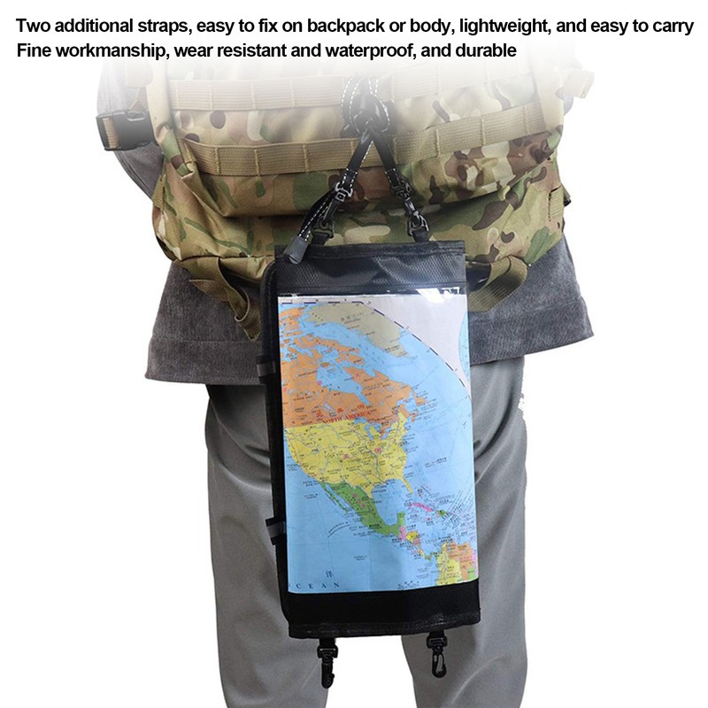 Transparent Hiking Map Pouch with 2 Additional Straps Waterproof TPU