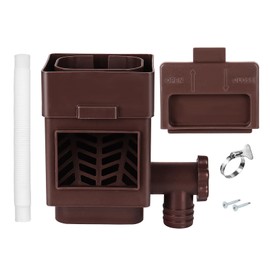 Rain Barrel Diverter Kit - Rainwater Collection System, Rain Barrel Diverter Kit with Adjustable Valve and Filter, Fits for 2x3 or 3x4 Inch Standard Downspouts, with 5ft Hose (Brown)