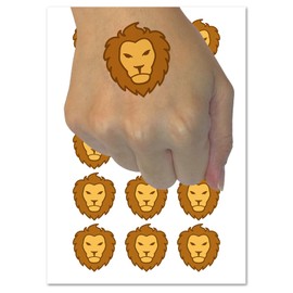 Lion Head Face Temporary Tattoo Water Resistant Fake Body Art Set Collection - 54 1" Tattoos (1 Sheet)