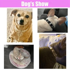 Pink Pearl Dog Collar, Crystal Fancy Bling Pearl Puppy Collars Girl Rhinestone Luxury Beaded Necklace Diamond Pet Jewelry for XXS XS Small Medium Female Dogs Cats, M