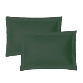 iMaylex Soft and Breathable 100% Egyptian Cotton Envelope Pillow Shams, Silk Like and Cozy Decorative Pillow Covers, Set of 2, Dark Green, Standard
