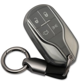 wnilian MFJTCWFZ keyshell keychain for key fob cover, Grey, for maserati B