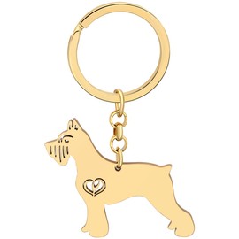 DALANE Stainless Steel Cute Schnauzer Dog Keyring Puppy Pet Jewellery Key Chain Bull Terrier Gifts for Dog Lovers Women Girls, 18k gold-plated Schnauzer