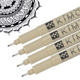 PATIKIL Micro Pen Fineliner Pens, 4Pcs 1mm Needle Point Drawing Pens Waterproof for Archival Artist Calligraphy Illustration Journaling Sketch, Black