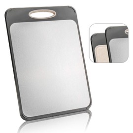 Double-Sided Cutting Board for Kitchen, WELLSTAR Chopping Board with 304 Stainless Steel and Plastic for Meat Vegetable Fruit, Non-Slip Easy Clean Large Size Chopping Cutting Board