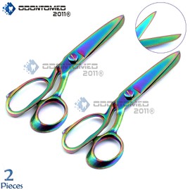ODONTOMED2011 ODM 2Pc 8" Heavy Duty Stainless Tailor Upholstery Scissors Multi-Color Shears