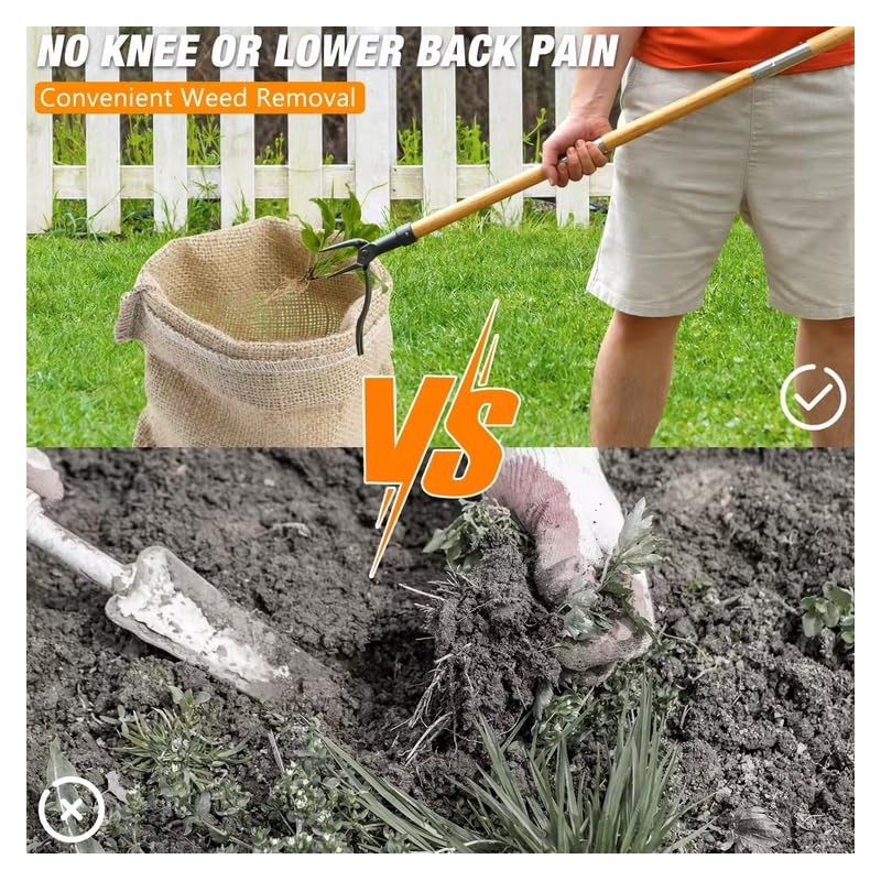 MLHpeak Stand Up Weed Puller Tool with Long Handle, 3-Section