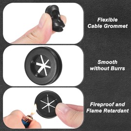 M METERXITY 10-Pack Rubber Grommets for Wiring 16mm Desk Grommet Double-Sided Flexible Cable Cord Grommet Desk Hole Cover for Cables/Wires Through Protection [Black, Petal-Shaped]