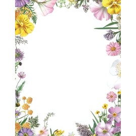 Flower Patch - Floral Stationery Paper - 50 Sheets - 8.5 x 11