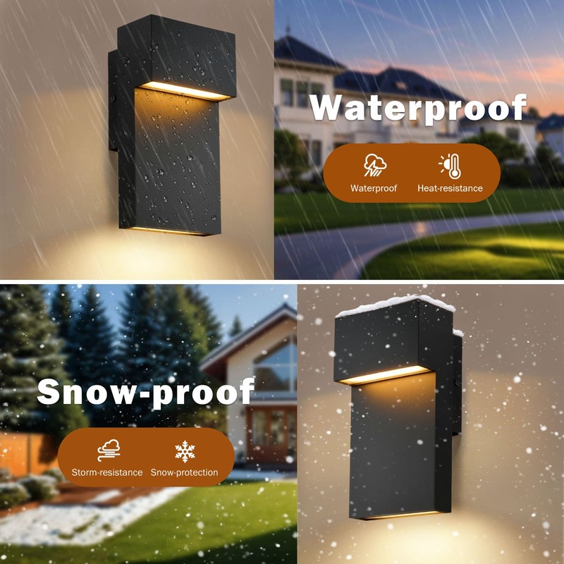 Nigaut Black 15W LED Outdoor Wall Lights, 2 Pack 3000K