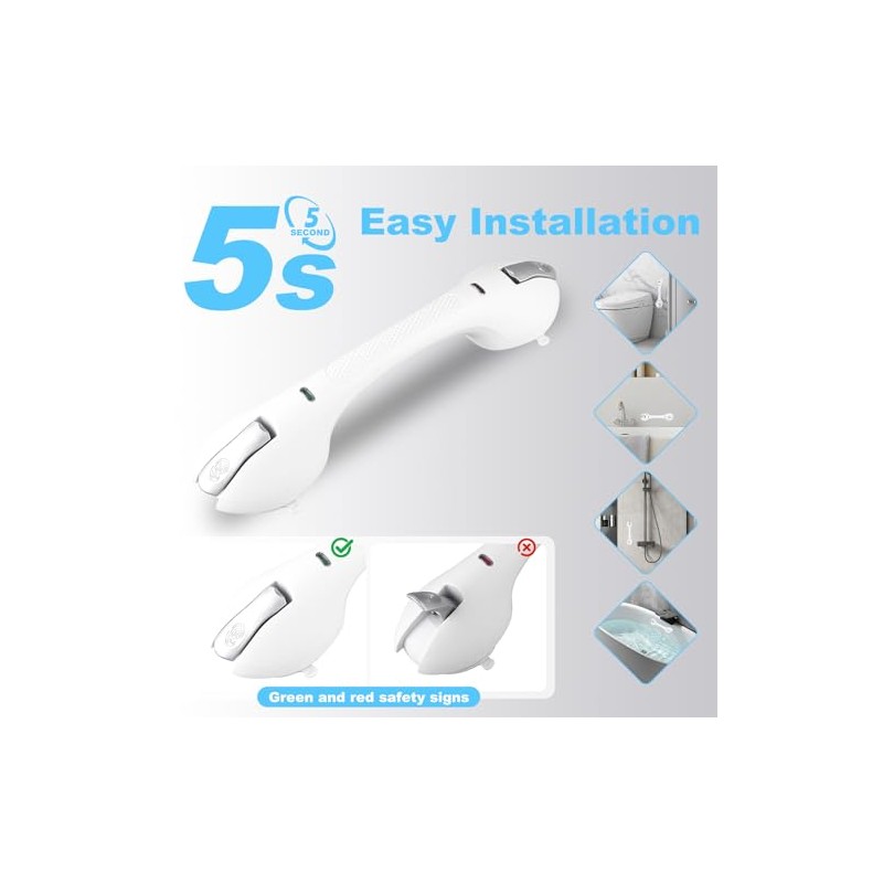 Suction Grab Bars for Bathtubs and Showers, Heavy Duty Shower