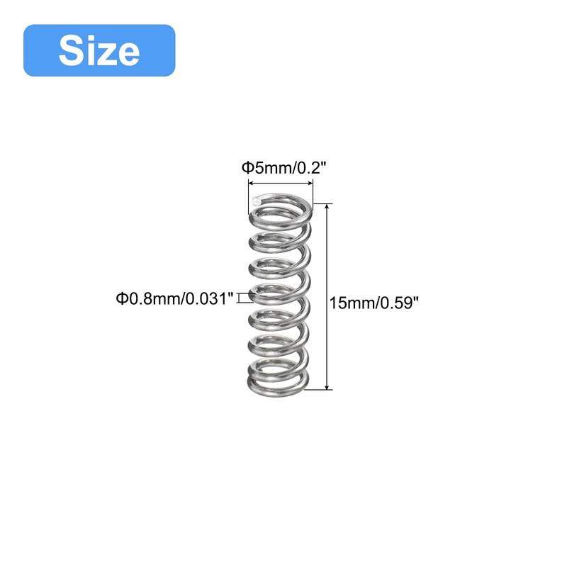 uxcell Compression Spring, 5Pcs 304 Stainless Steel, 5mm OD, 0.8mm