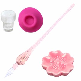 Caligraphy kits with Glass Dip Pen, Inkwell and Pen Rest for Dip Pen Art : Glass Pen, Crystal Pen, Glass Pen Calligraphy Glass Pen Vintage Pen, Borosilicate glass pen - Drawing set with Glass tip pen