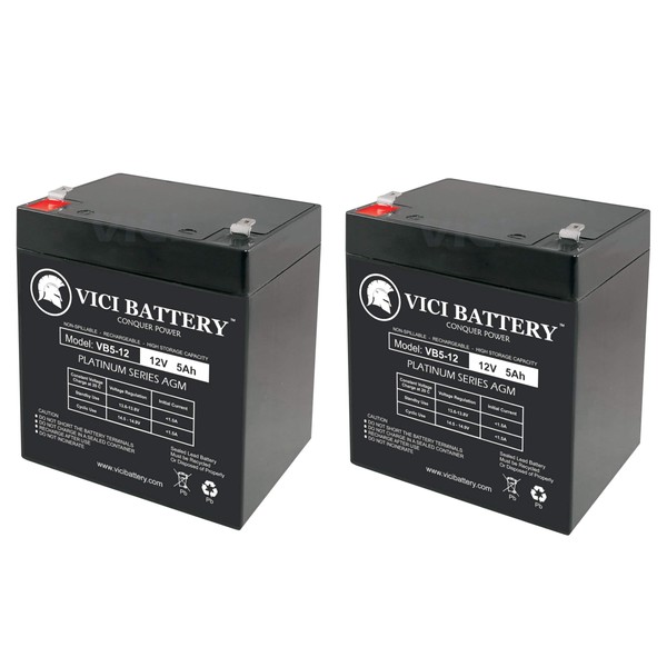 VICI Battery 12V 5Ah Replaces 12v 4ah Alarm System Back Up Vista 20P ADT - 2 Pack Brand Product