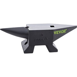 VEVOR Single Horn Anvil, 22Lbs Cast Steel Anvil, High Hardness Rugged Round Horn Anvil Blacksmith, Large Countertop and Stable Base, with Round and Square Hole, Metalsmith Tool for Bending and Shaping