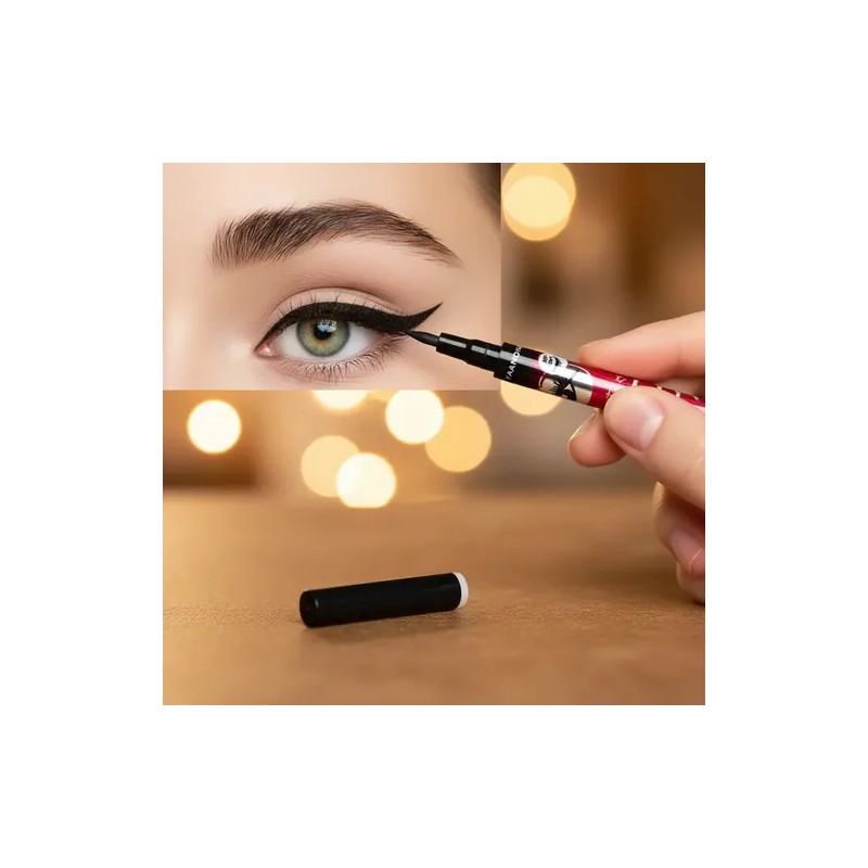 Delineador De Ojos 36h Negro Plumín Cuidado Facial