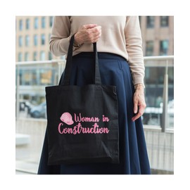 Hippowarehouse Women in Construction Pink Hard Hat Tote Shopping Gym Beach Bag 42cm x38cm, 10 litres