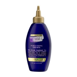 OGX, Gotas Capilares Tonificantes Moradas, Corrigen el Tono Rubio Amarillento o Cobrizo, Ingredientes Botánicos, 118 ml
