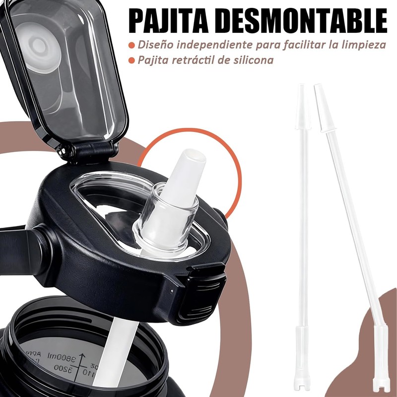 Botella de Agua Deportiva 2L para Gimnasio con Funda y