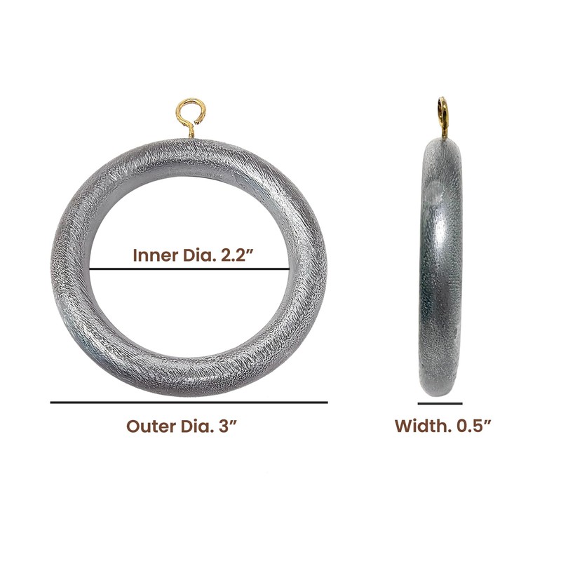 Premium 12 Pcs Wooden Curtain Drapery Rings, Silver for 1