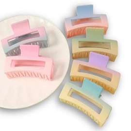 Colourful Pastel Ombre Plastic Hair Clips, Set of 6