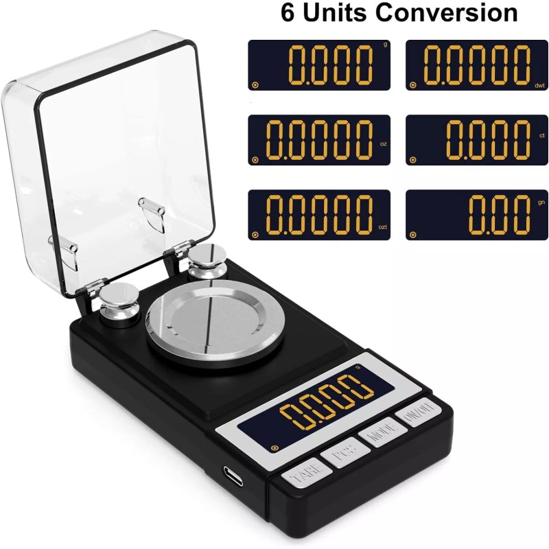 WEIGHTMAN High Precision 100G Matte Black Weigh Scale Tare Function
