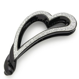 Bonaventure a20135h3 Sparkling Glitter Heart Banana Clip, Women's, Hair Accessories, Hair Clip, Hair Claw, Popular Brand, Hair Clip, Silver