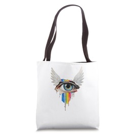 Eye With Wings Rainbow Eyeball Seraphim Weirdcore Aesthetic Tote Bag