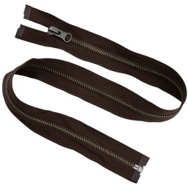 AERZETIX - C61551 - Zip No. 5 Separable 60 cm Vintage Metal - Decorative Pull Tab - Brown - Slider for Leather Goods Jeans Skirts Haberdashery