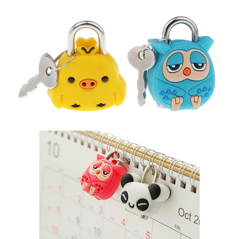 4pcs Mini Padlock Security Lock with Key Cute Cartoon Doll
