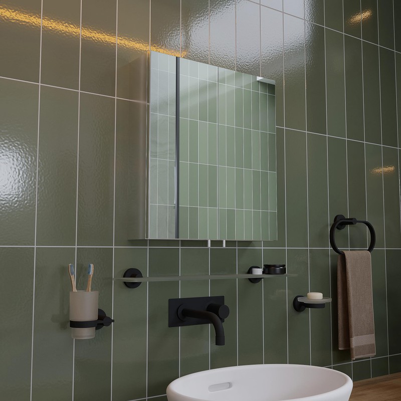 Croydex Metra Flexi-Fix Towel Ring, Matt Black