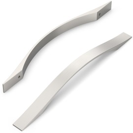 FURNIWARE Pack of 10 Cabinet Handles, Furniture Handles, Brushed Satin Nickel, 192 mm Hole Spacing, Kitchen Handles, Furniture Drawer Handles, Handles for Kitchen Cabinets, Cupboards, Drawer Handles