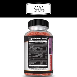 Kaya Naturals Adult Multi Vitamin Gummy, Biotin, Vitamin A, B-12, C & E, Including Zinc, Folic Acid, Strawberry Flavor - Gluten-Free Multivitamins Sweet Adult Gummies