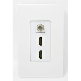 RiteAV - 2 Port HDMI 1 Coax Cable TV- F-Type Decorative Screwless Wall Plate
