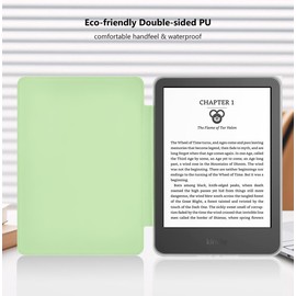 Reelau Case Compatible with 2024/2022 Kindle 11th Generation 6 inch, Clear Acrylic +Leather Kindle Case 6" for Kindle 2022/2024 11th Gen [Transparent] [Auto Wake Up/Sleeping] (Green)