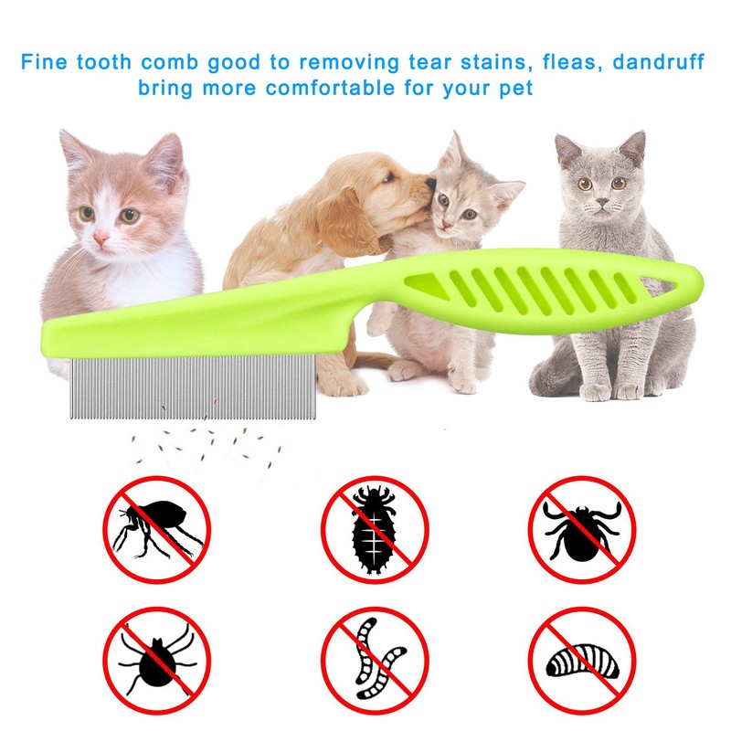 Lamoutor 7Pcs Pet Flea Comb Fine Tooth Comb and Pet