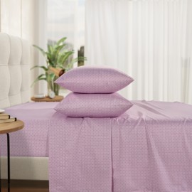 IZOD - Silky Sateen Cotton Sheet Set, Smooth & Buttery Feel, Long-Staple Cotton, Deep Pocket Sheets (300 TC, Twin/Pink Mosaic)