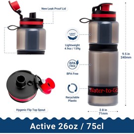WATER TO GO Active BPA-free reusable water purifier sports bottle with leakproof filter - perfect for travel, camping, hiking, biking, cycling and survival in emergencies (75CL, RED)