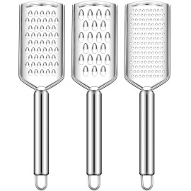 Stainless Lemon Zester Cheese Grater Stainless Steel Vegetable Fruit Chocolate Handheld  - 3 Piece Set