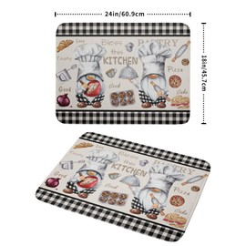 Chef Gnome Dish Drying Mats for Kitchen Counter 18x24 inch, Buffalo Plaid Cooking Utensils Absorbent Dishes Drainer Mat, Reversible Microfiber Quick Dry Rack Pad with Hanging Loop