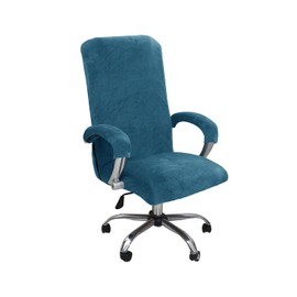 NLCYYQ Office Chair Cover Velvet Computer Chair Cover Stretch Rotating Chair Cover Removable Swivel Slipcover Boss Chair Cover Protectors High Back Large (Teal,Large)