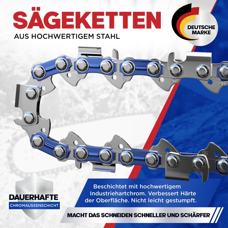 GARLAVIE Set of 3 Chainsaw Chains 10 cm - 1/4