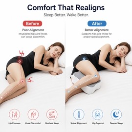 Large Memory Foam Knee Pillow for Side Sleepers – 14-Inch Leg Support Cushion for Better Rest