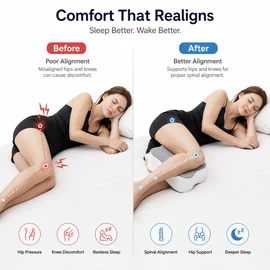 Large Memory Foam Knee Pillow for Side Sleepers – 14-Inch Leg Support Cushion for Better Rest
