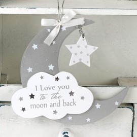 Baby Sentiment Hanging Plaque Love You To The Moon and Back